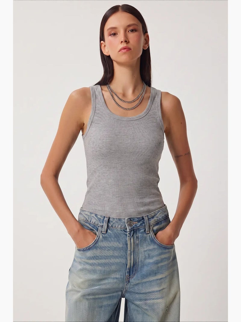 Camisola de alças ajustada em malha com decote em u, pack de 2 istanbul Azul-cobalto - Kiabi