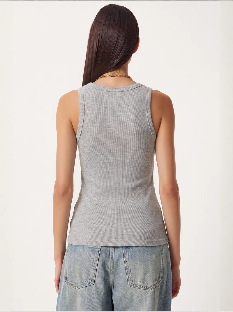 Camisola de alças ajustada em malha com decote em u, pack de 2 istanbul Azul-cobalto - Kiabi