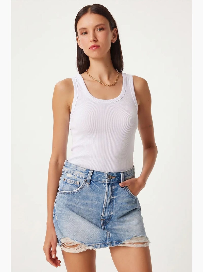 Camisola de alças ajustada em malha com decote em u, pack de 2 istanbul Bege-argila - Kiabi