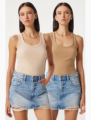 Camisola de alças ajustada em malha com decote em u, pack de 2 istanbul