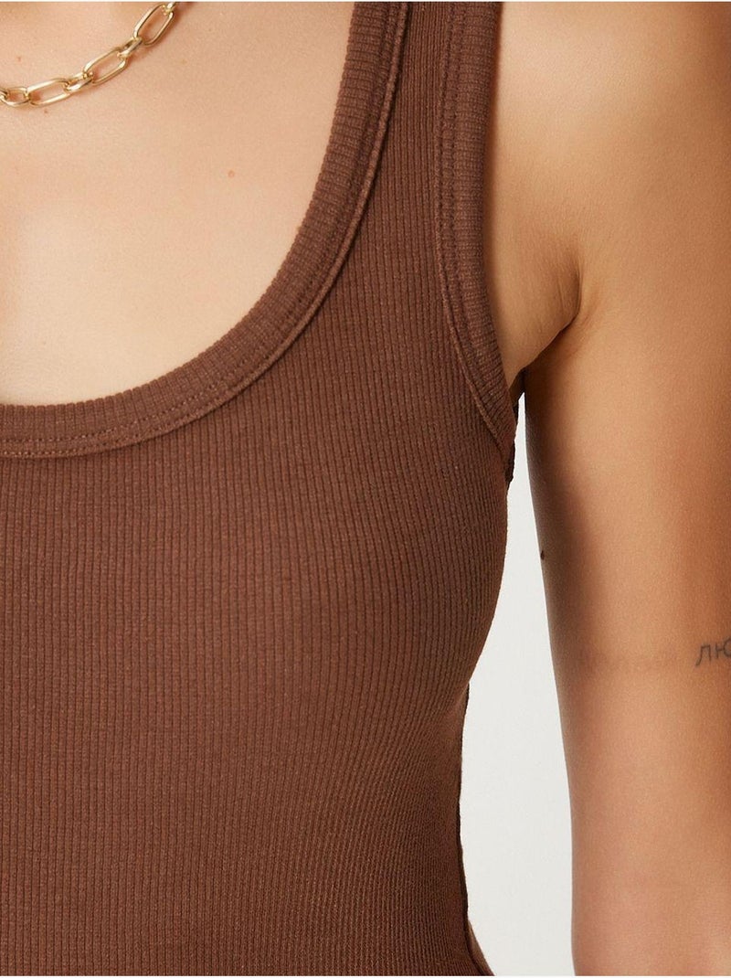Camisola de alças ajustada em malha com decote em u, pack de 2 istanbul Castanho-chocolate - Kiabi