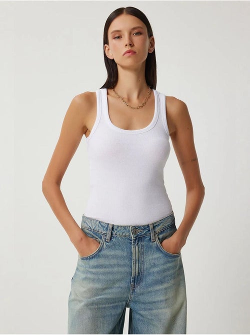 Camisola de alças ajustada em malha com decote em u, pack de 2 istanbul - Kiabi Camisola de alças ajustada em malha com decote em u, pack de 2 istanbul - Kiabi