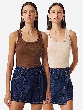 Camisola de alças ajustada em malha com decote em u, pack de 2 istanbul