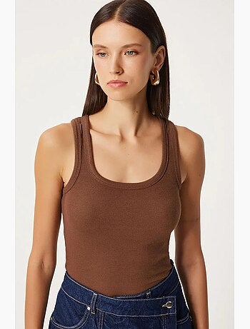 Camisola de alças ajustada em malha com decote em u, pack de 2 istanbul