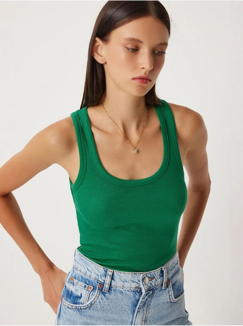 Camisola de alças ajustada em malha com decote em u, pack de 2 istanbul Laranja - Kiabi