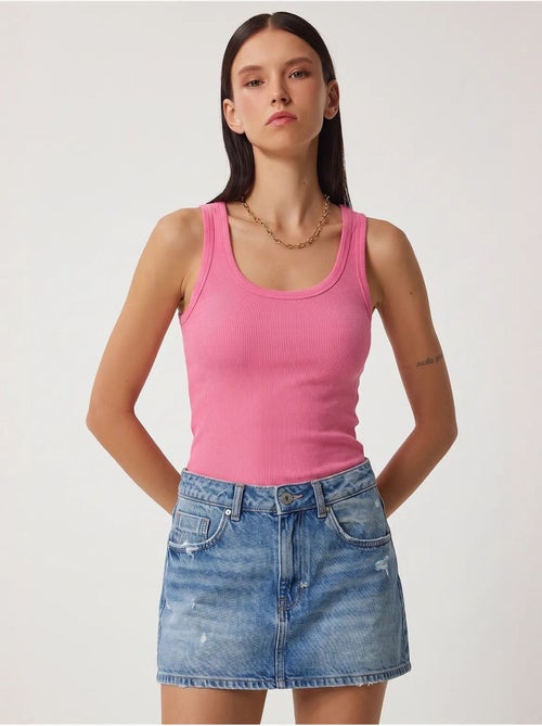 Camisola de alças ajustada em malha com decote em u, pack de 2 istanbul - Kiabi Camisola de alças ajustada em malha com decote em u, pack de 2 istanbul - Kiabi