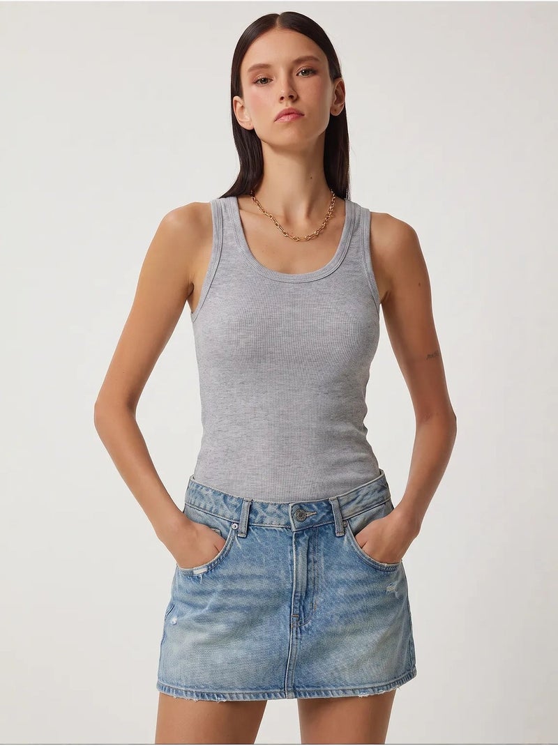 Camisola de alças ajustada em malha com decote em u, pack de 2 istanbul Rosa-fluo/Solinotes - Kiabi