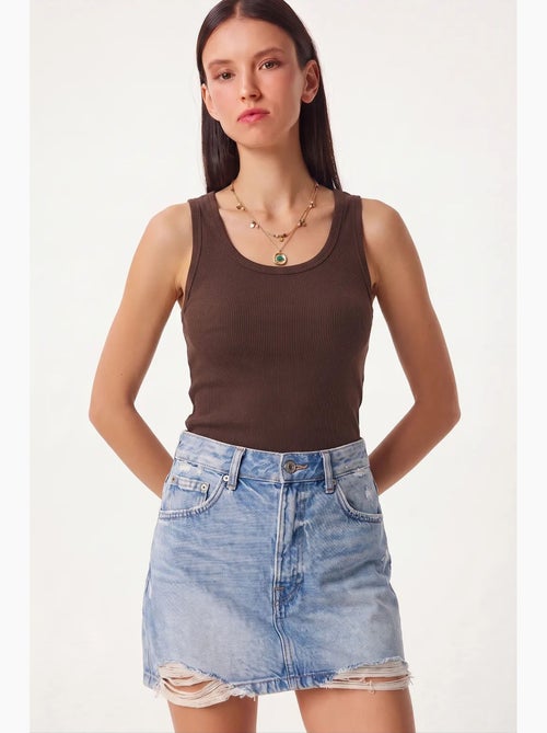 Camisola de alças ajustada em malha com decote em u, pack de 2 istanbul - Kiabi