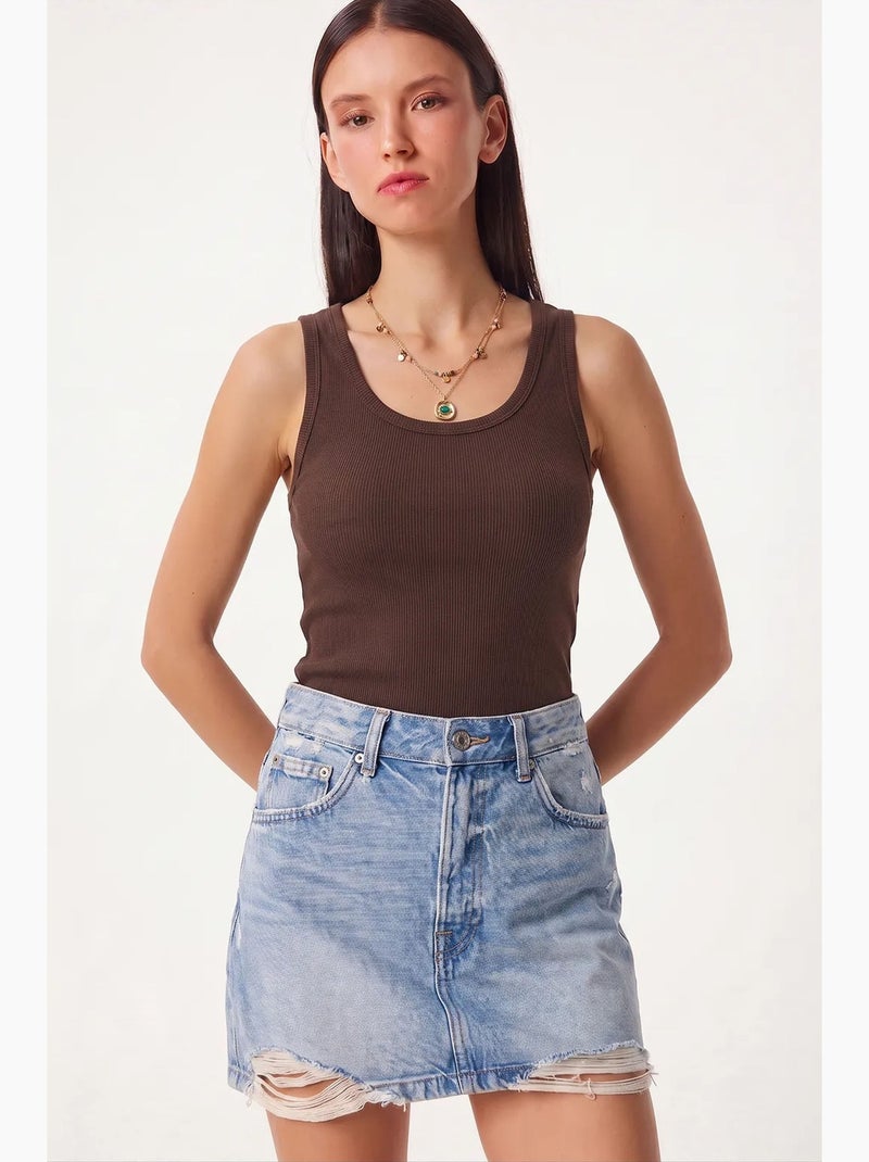 Camisola de alças ajustada em malha com decote em u, pack de 2 istanbul Verde escuro - Kiabi
