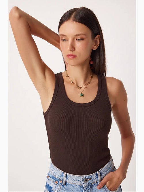 Camisola de alças ajustada em malha com decote em u, pack de 2 istanbul - Kiabi