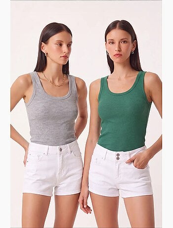 Camisola de alças ajustada em malha com decote em u, pack de 2 istanbul