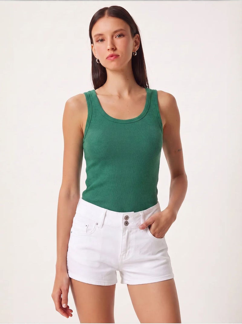 Camisola de alças ajustada em malha com decote em u, pack de 2 istanbul Verde - Kiabi