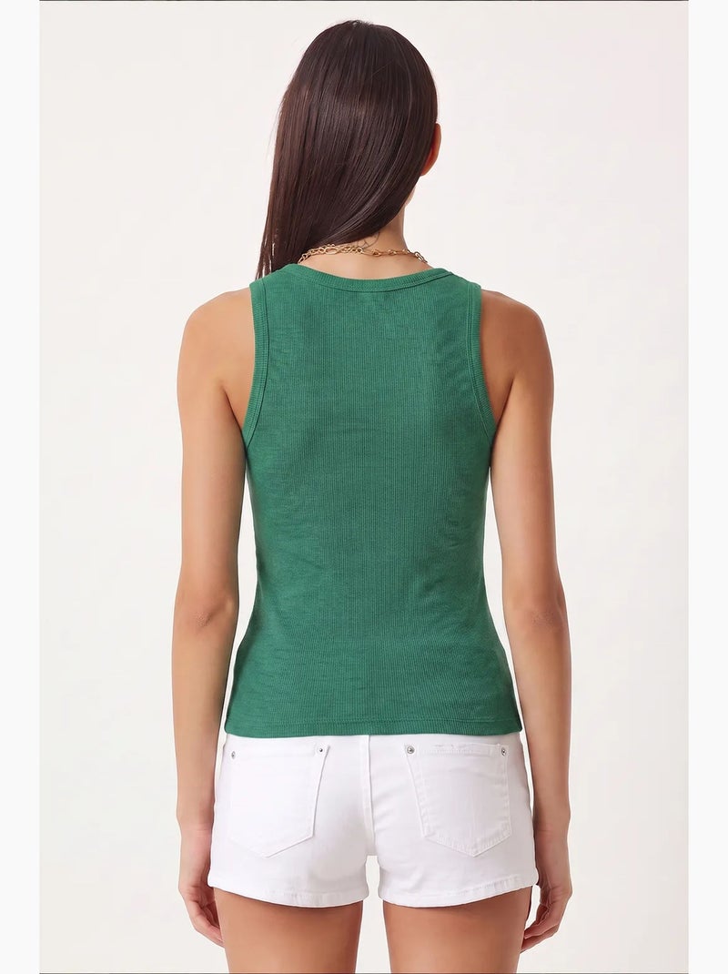Camisola de alças ajustada em malha com decote em u, pack de 2 istanbul Verde - Kiabi