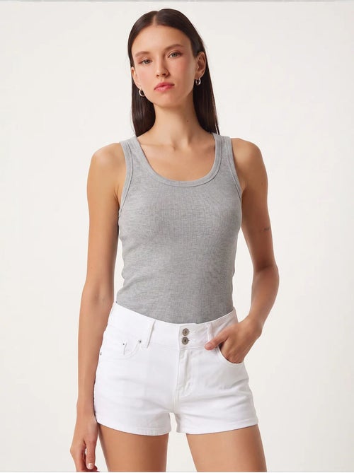 Camisola de alças ajustada em malha com decote em u, pack de 2 istanbul - Kiabi Camisola de alças ajustada em malha com decote em u, pack de 2 istanbul - Kiabi