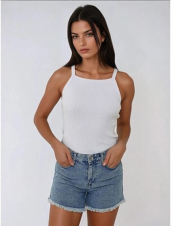Camisola de alças básica ajustada com decote halter hiccup