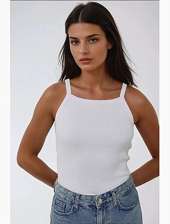 Camisola de alças básica ajustada com decote halter hiccup