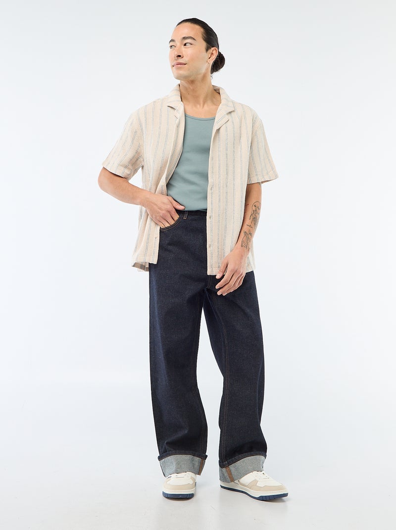 Camisola de alças canelada Azul - Kiabi