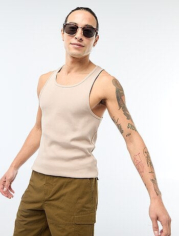 Camisola de alças canelada