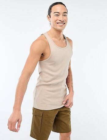 Camisola de alças canelada