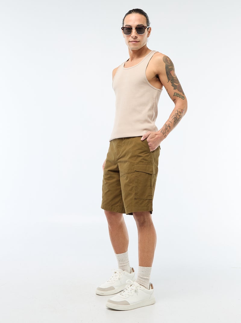 Camisola de alças canelada Bege - Kiabi