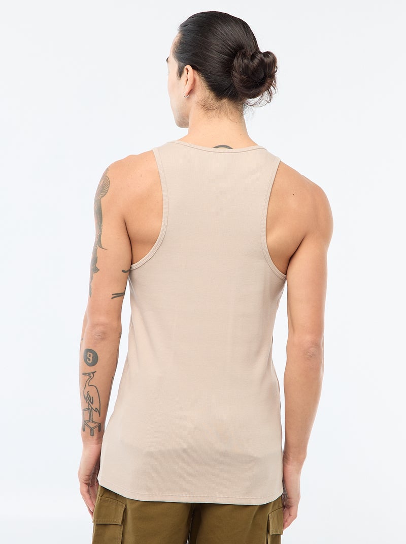 Camisola de alças canelada Bege - Kiabi