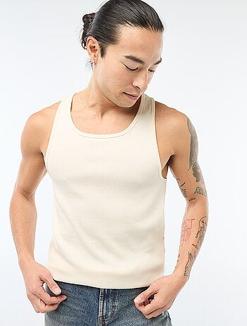 Camisola de alças canelada