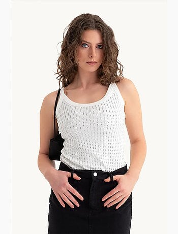 Camisola de alças canelada com decote redondo hiccup