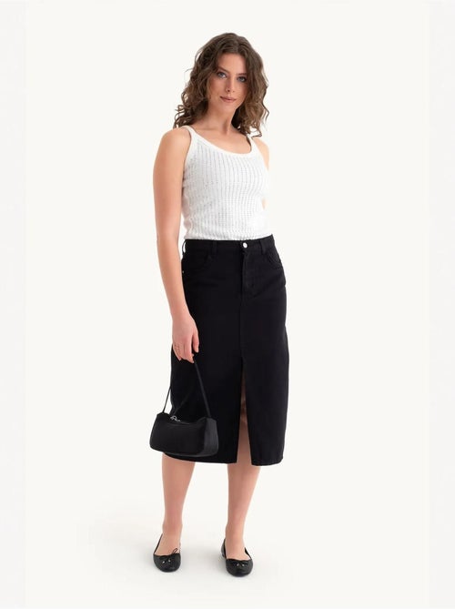 Camisola de alças canelada com decote redondo hiccup - Kiabi Camisola de alças canelada com decote redondo hiccup - Kiabi