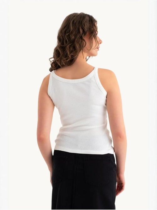 Camisola de alças canelada com decote redondo hiccup - Kiabi Camisola de alças canelada com decote redondo hiccup - Kiabi