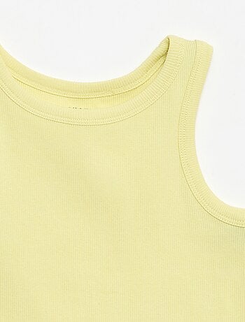 Camisola de alças canelada com gola redonda