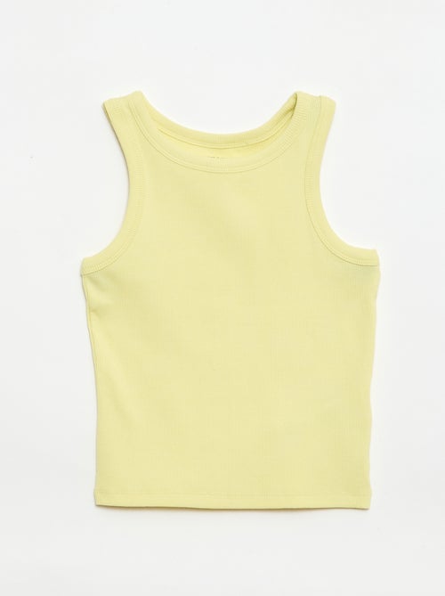 Camisola de alças canelada com gola redonda - Kiabi