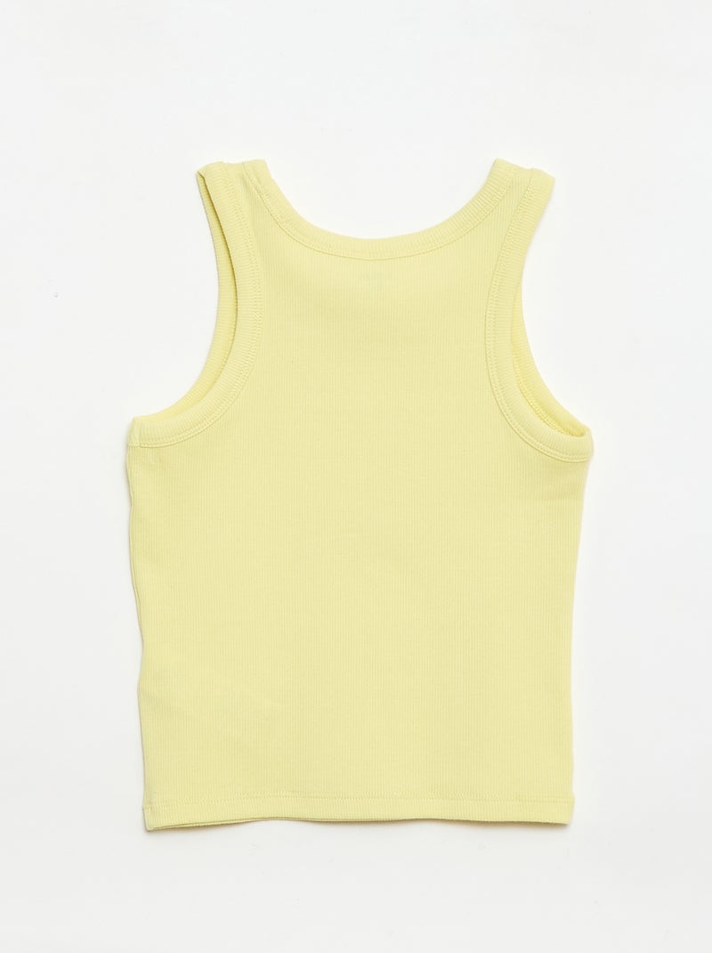 Camisola de alças canelada com gola redonda Amarelo - Kiabi