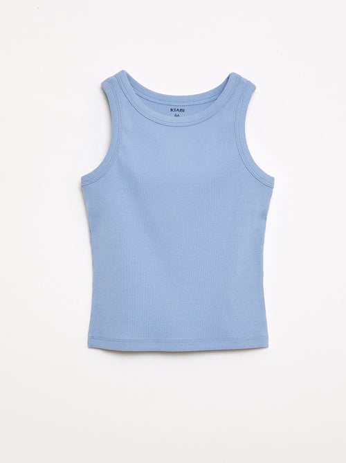 Camisola de alças canelada com gola redonda - Kiabi