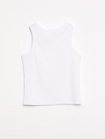 Camisola de alças canelada com gola redonda
