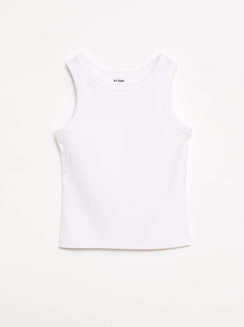 Camisola de alças canelada com gola redonda - Kiabi