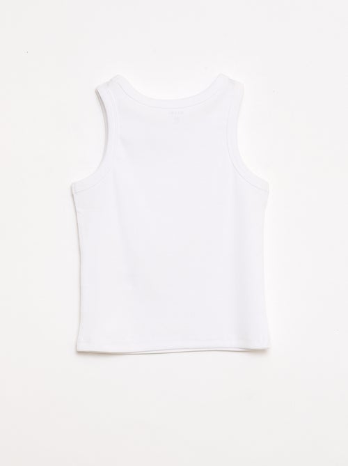 Camisola de alças canelada com gola redonda - Kiabi