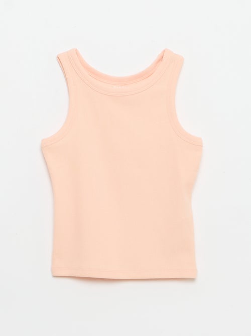 Camisola de alças canelada com gola redonda - Kiabi
