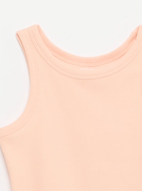 Camisola de alças canelada com gola redonda - Kiabi