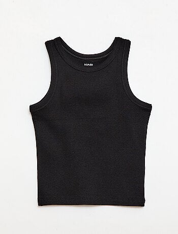 Camisola de alças canelada com gola redonda