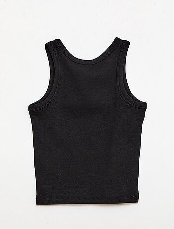 Camisola de alças canelada com gola redonda