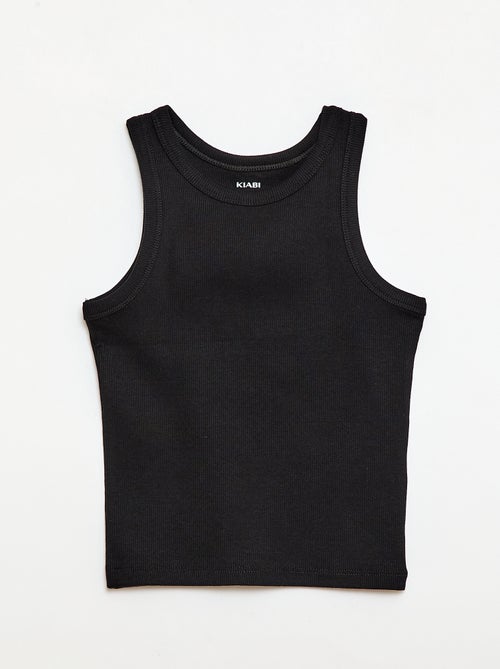 Camisola de alças canelada com gola redonda - Kiabi
