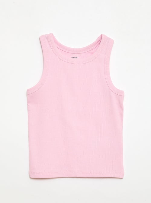 Camisola de alças canelada com gola redonda - Kiabi