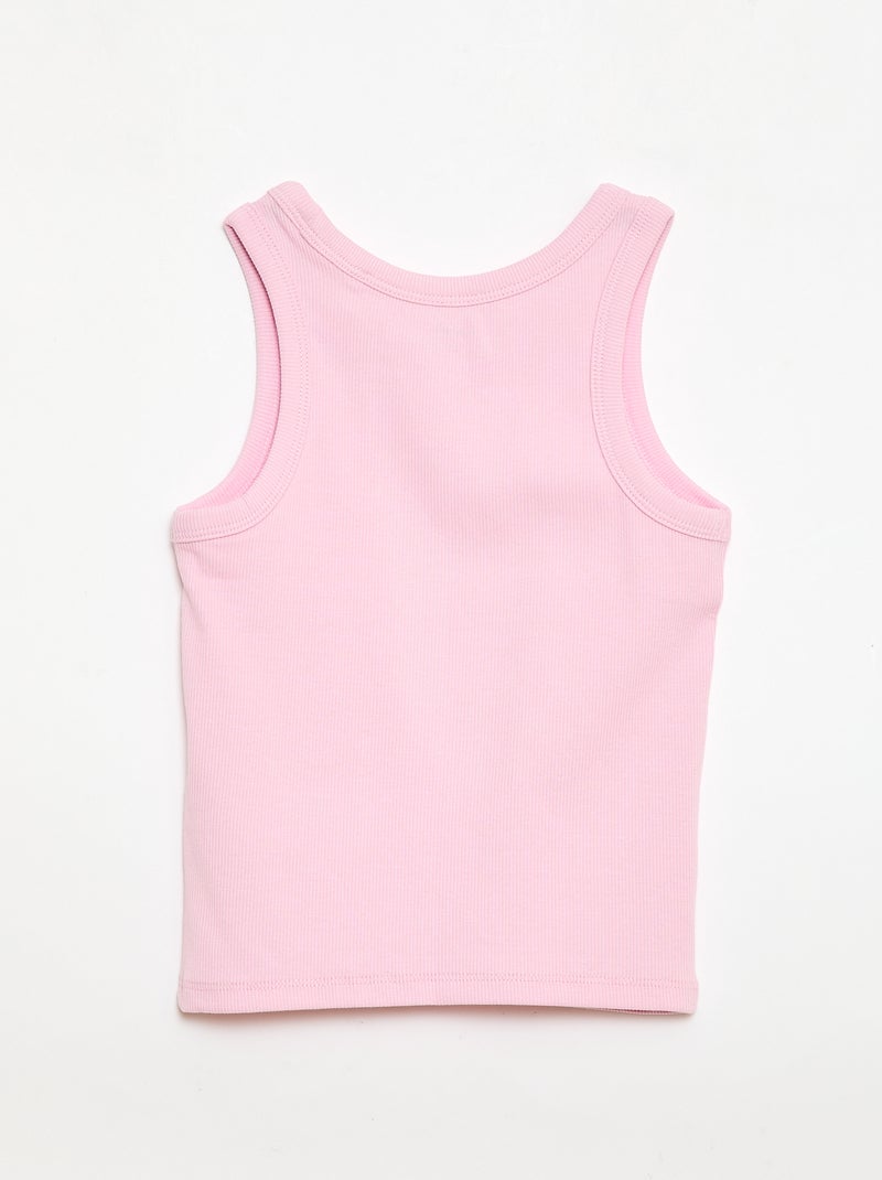 Camisola de alças canelada com gola redonda Rosa - Kiabi