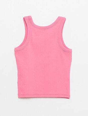 Camisola de alças canelada com gola redonda