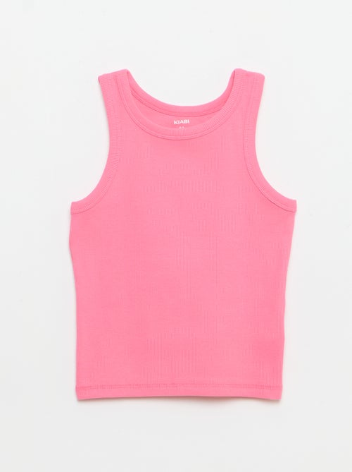 Camisola de alças canelada com gola redonda - Kiabi