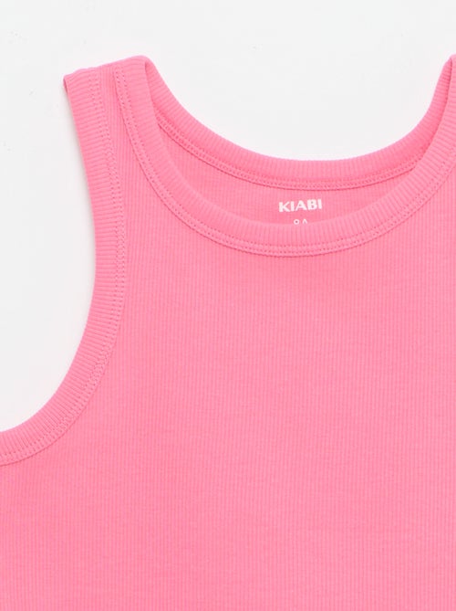 Camisola de alças canelada com gola redonda - Kiabi