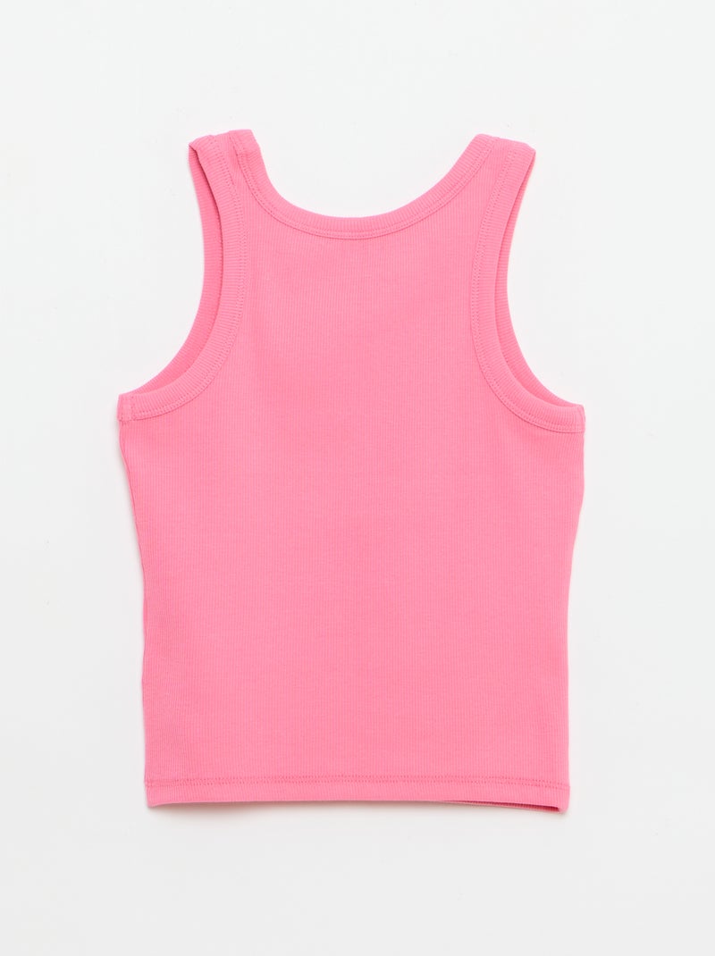 Camisola de alças canelada com gola redonda Rosa - Kiabi
