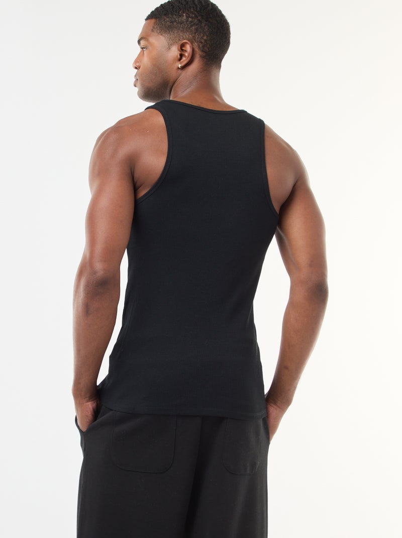 Camisola de alças canelada Preto - Kiabi