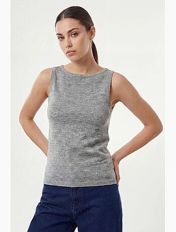 Camisola de alças canelada sem mangas com gola redonda bdart