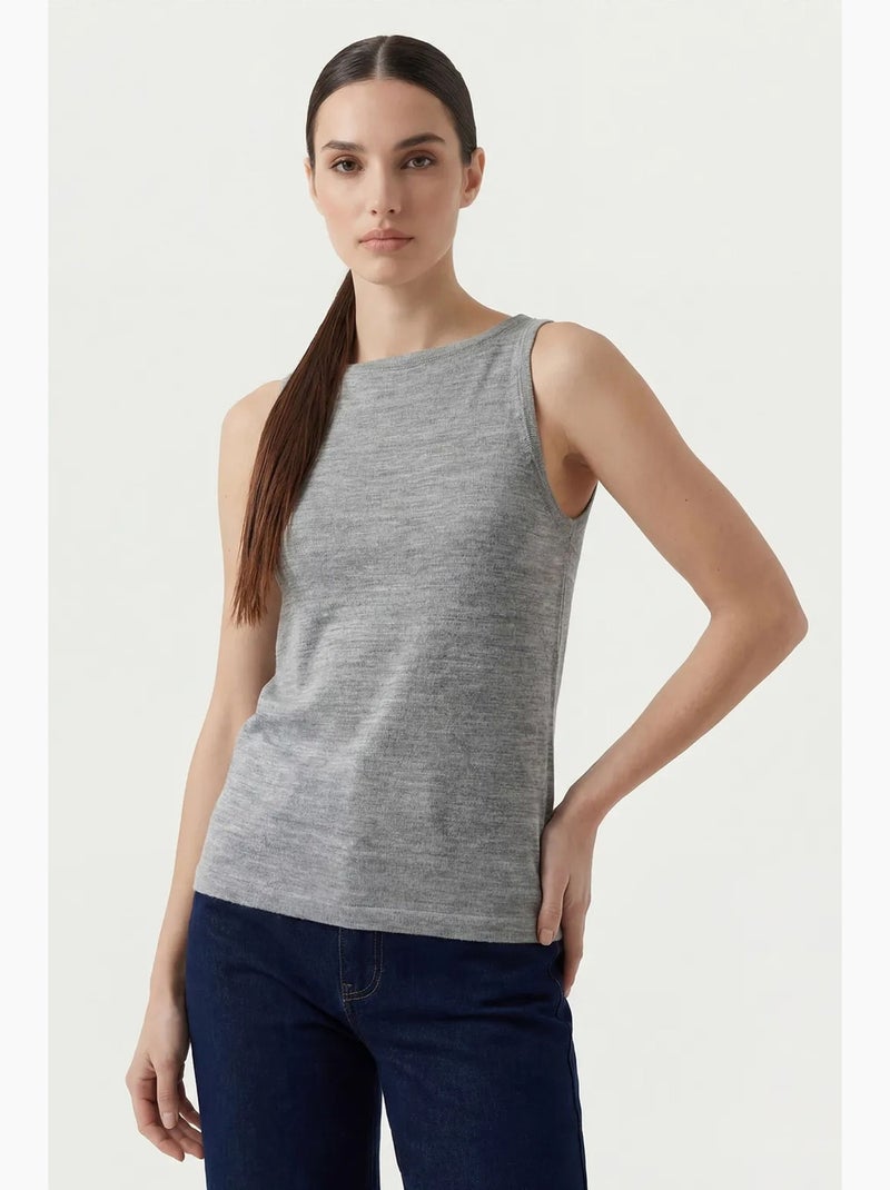 Camisola de alças canelada sem mangas com gola redonda bdart Cinza - Kiabi